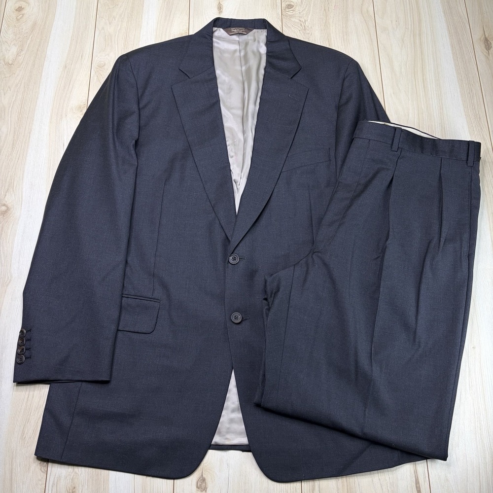 Paul Stuart Gray Twill Super 120 Wool 2 Button Suit Mens 45L 39x33 Canada Made
